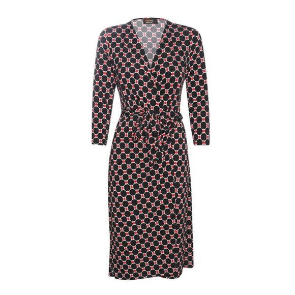 RIELLE Women's Printed Wrap Dress Size M In Black Multi - Picture 1 of 10